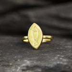 Gold Fish Ring, Pisces Ring, Gold Plated Ring, Vermeil Ring, Flat Ring, Marquise Ring, Fish Ring, Symbolic Ring, Boho Ring, Christian Ring