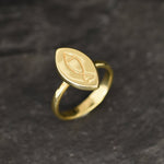 Gold Fish Ring, Pisces Ring, Gold Plated Ring, Vermeil Ring, Flat Ring, Marquise Ring, Fish Ring, Symbolic Ring, Boho Ring, Christian Ring