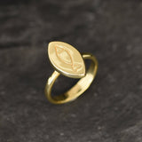 Gold Fish Ring, Pisces Ring, Gold Plated Ring, Vermeil Ring, Flat Ring, Marquise Ring, Fish Ring, Symbolic Ring, Boho Ring, Christian Ring