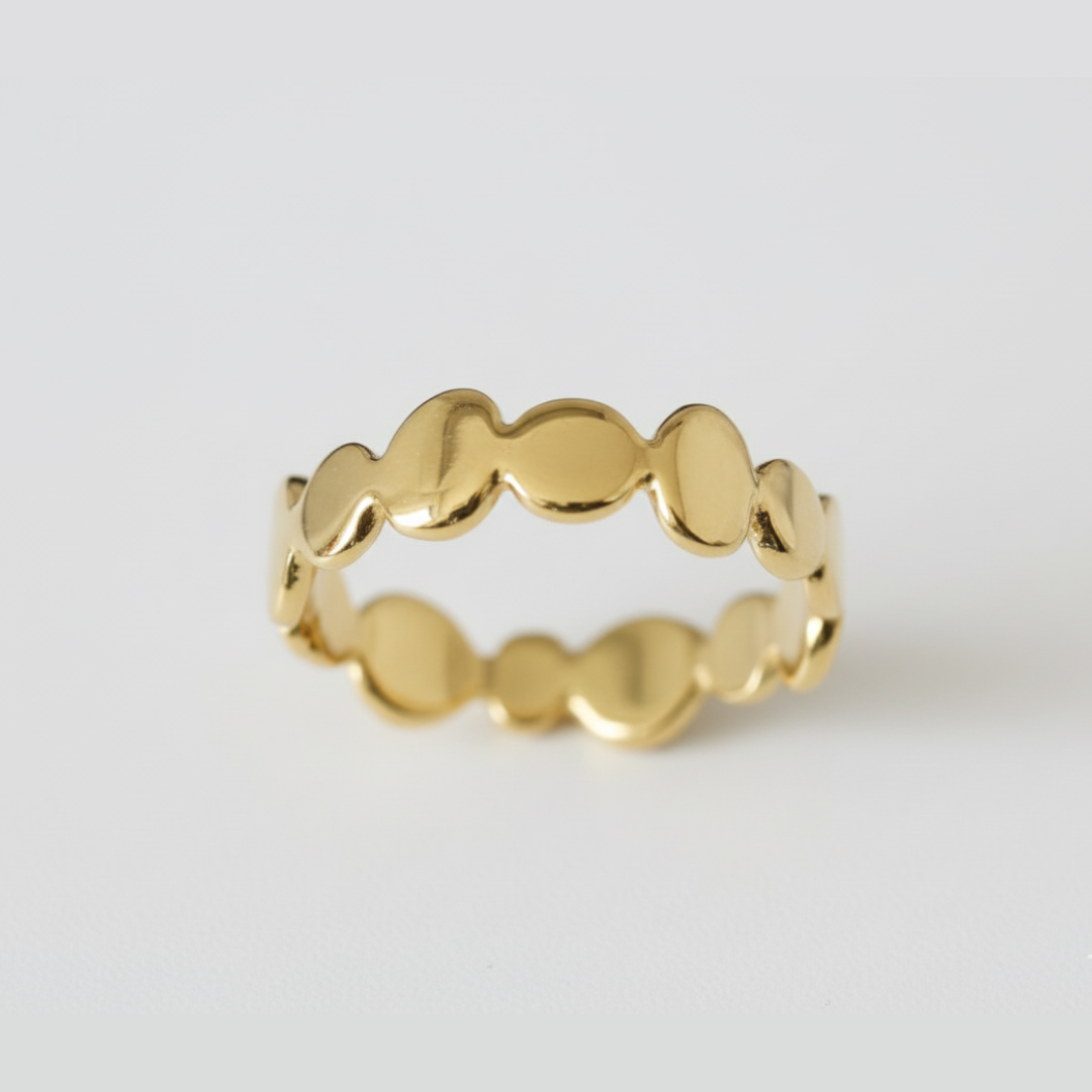 Gold Bubble Band - Chic 18k Gold Vermeil ring, ideal for stacking or as a thoughtful gift for birthdays and festive occasions.