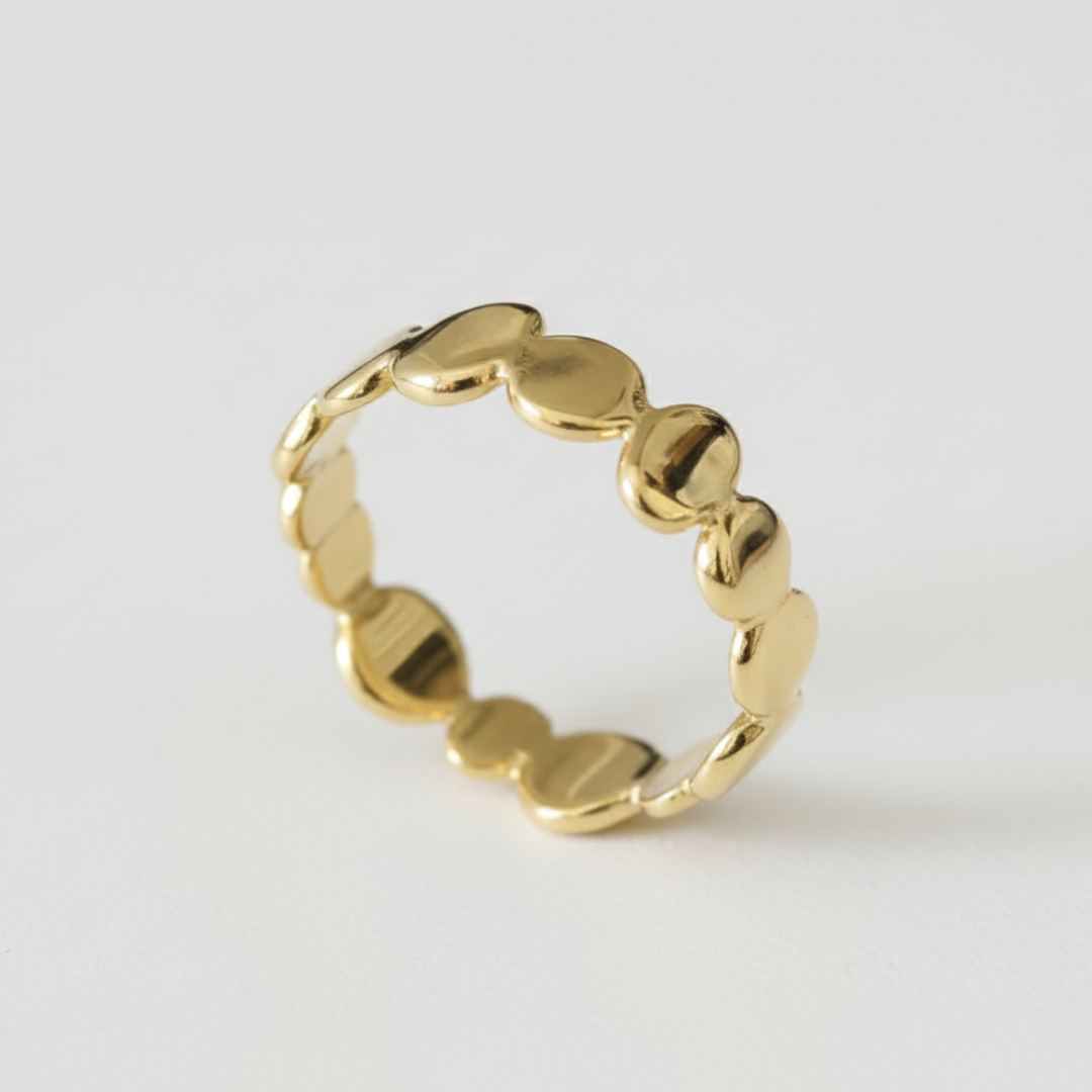 Gold Bubble Band - Dainty 18k Gold Vermeil ring, perfect for layering or gifting on birthdays and special occasions.