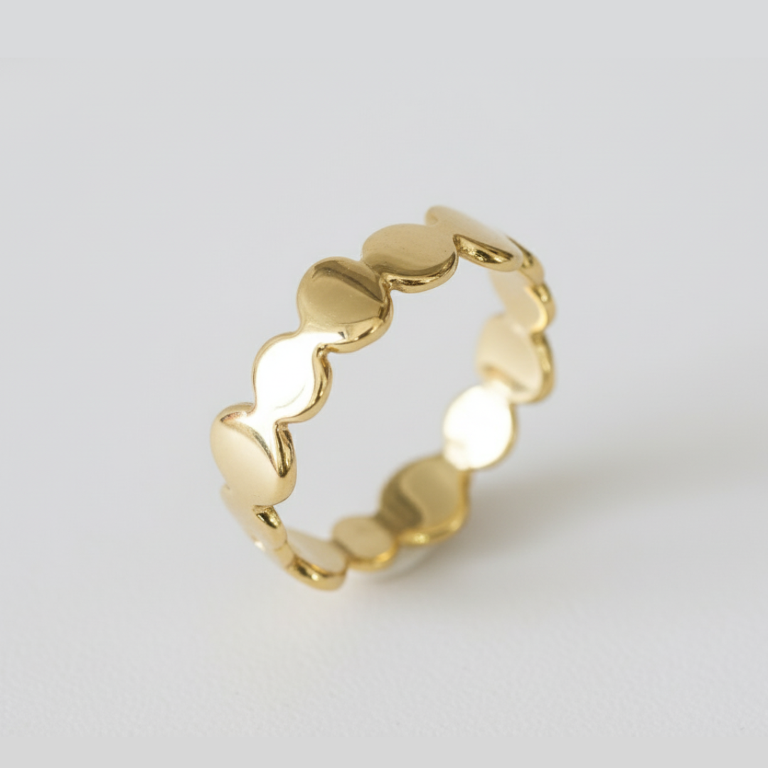 Gold Bubble Band - Stylish 18k Gold Vermeil stacking ring, ideal for adding a touch of boho flair to any outfit.