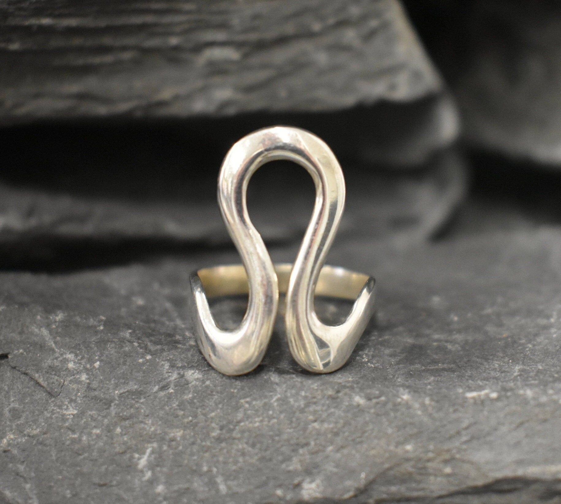 Swan Ring, Asymmetrical Ring, Artistic Ring, Big Wave Ring, Long Ring, Asymmetric Ring, Shaped Ring, Solid Silver Ring, Sterling Silver Ring