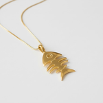 Gold Fish Pendant - Charming Fish Bone Necklace in 18k Gold Vermeil, perfect for everyday elegance and thoughtful gifting.
