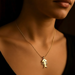 Gold Fish Pendant - Stylish Fish Bone Necklace in 18k Gold Vermeil, perfect for daily wear and memorable gift occasions.