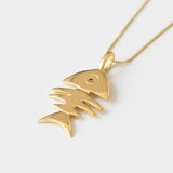 Gold Fish Pendant - Beautifully Crafted Fish Bone Necklace in 18k Gold Vermeil, perfect for casual wear and special moments.