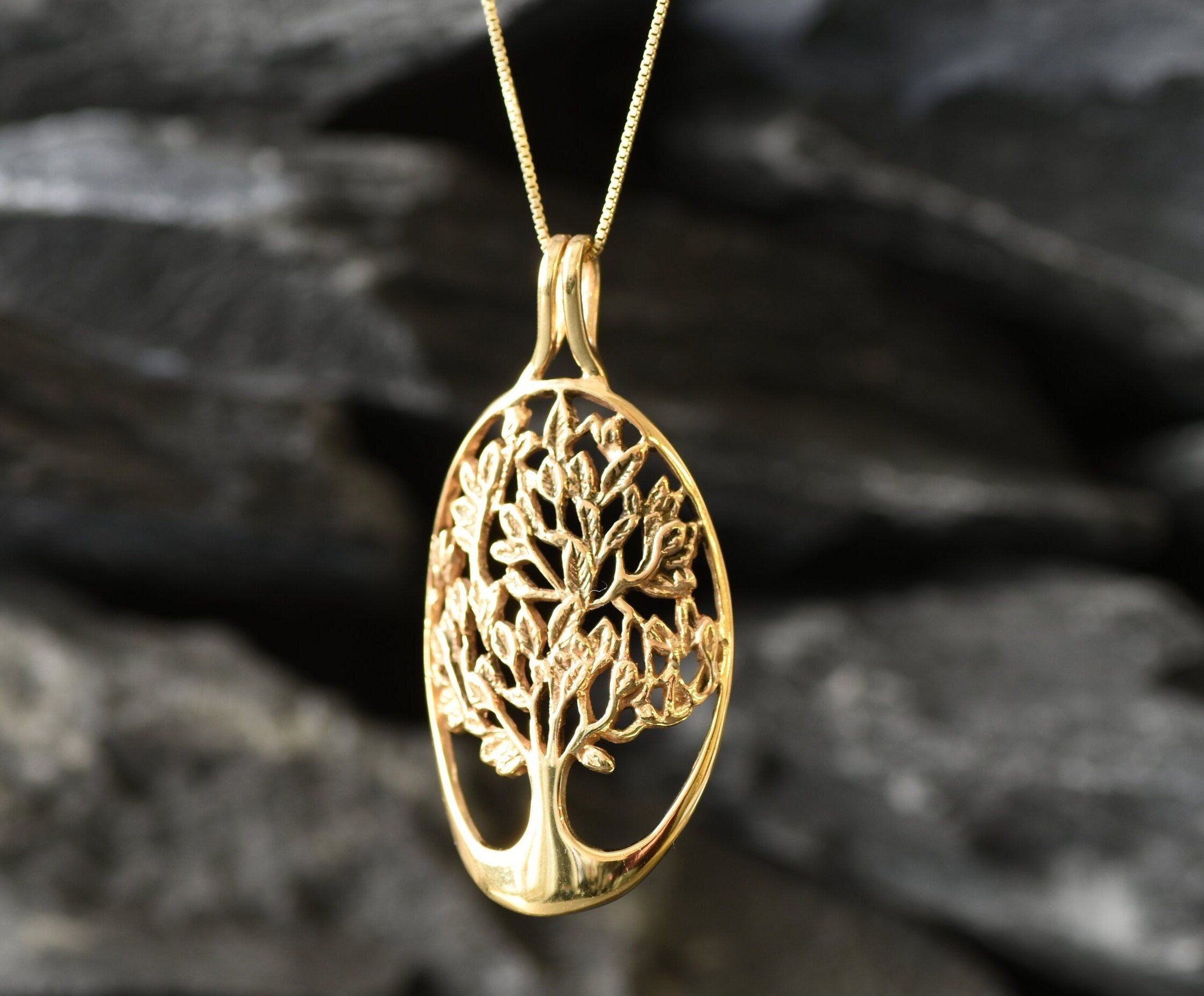 Tree of Life Pendant, Gold Tree Pendant, Tree Necklace, Family Tree Pendant, Gold Plated Pendant, Statement Pendant, Gold Vermeil Necklace