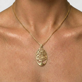 Tree of Life Pendant - Gold Tree Necklace, Round Tree Pendant