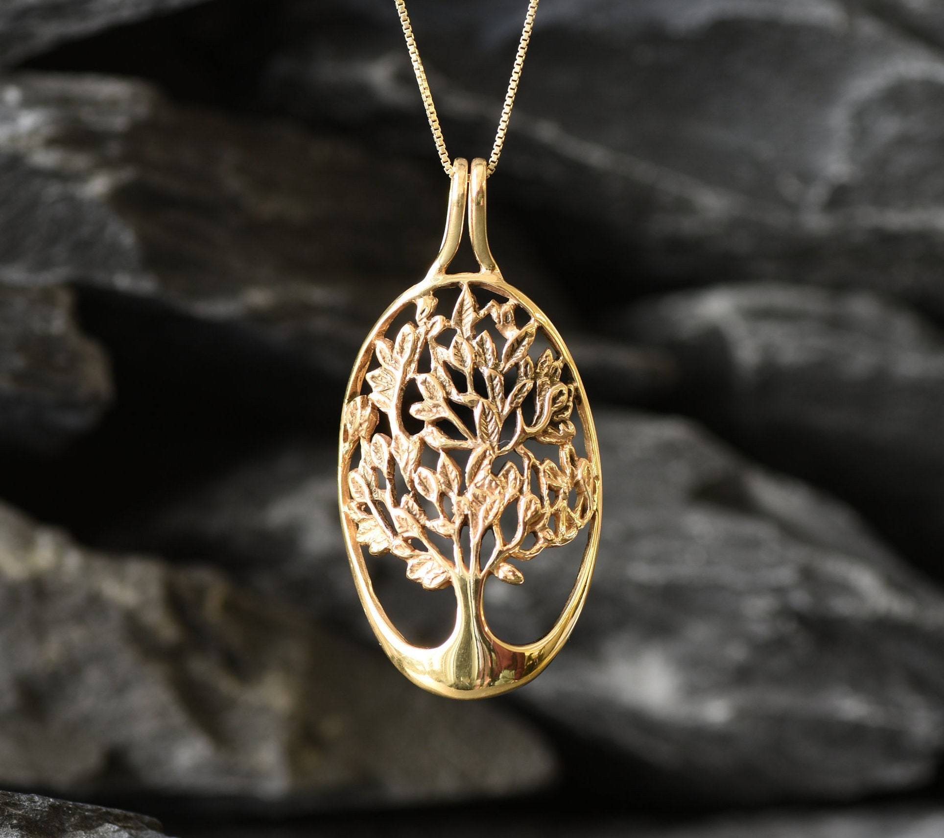 Tree of Life Pendant, Gold Tree Pendant, Tree Necklace, Family Tree Pendant, Gold Plated Pendant, Statement Pendant, Gold Vermeil Necklace