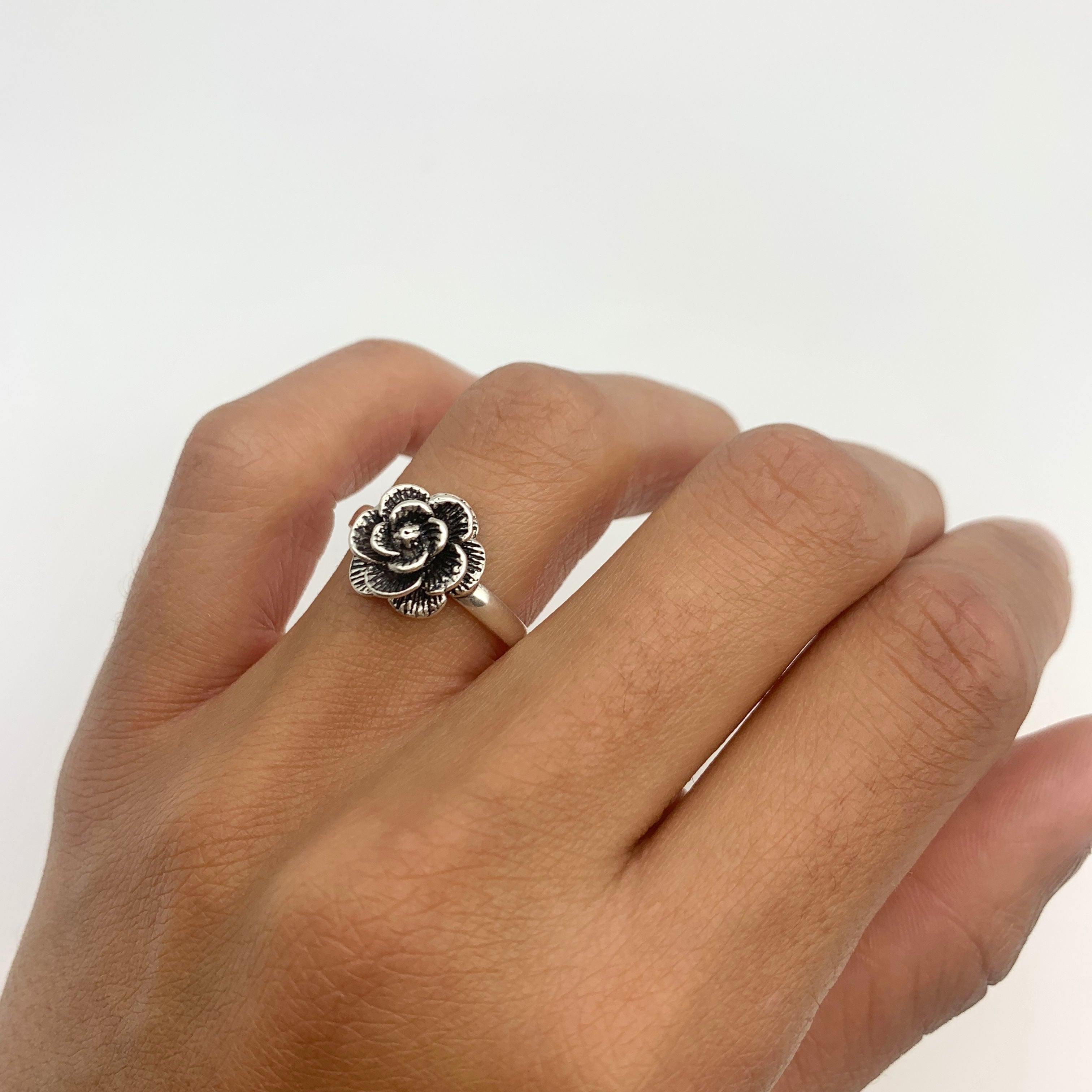 Silver Flower Ring, Flower Ring, Small Flower Ring, Rose Ring, Silver Rose Ring, Designer Ring, Silver Ring, Solid Silver Ring, Pure Silver