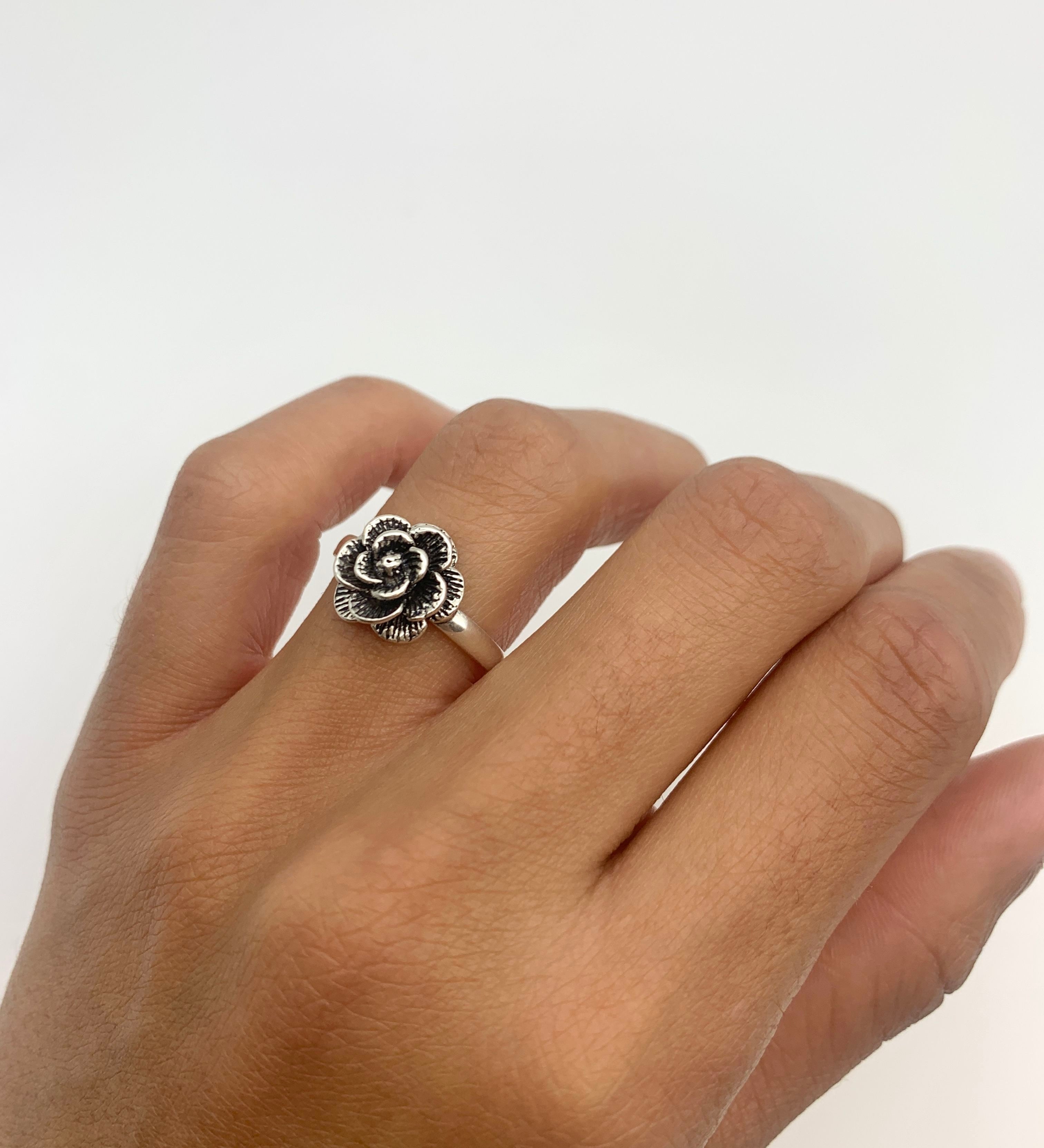 Silver Flower Ring, Flower Ring, Small Flower Ring, Rose Ring, Silver Rose Ring, Designer Ring, Silver Ring, Solid Silver Ring, Pure Silver