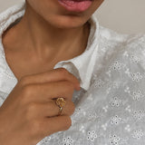 Gold Vintage Flower Ring, Rose Flower Gold Ring, Flower Antique Ring