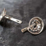 Silver Swirl Earrings - Large Round Earrings - Vintage Boho Earrings