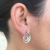 Silver Swirl Earrings - Large Round Earrings - Vintage Boho Earrings