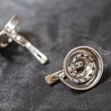Silver Swirl Earrings - Large Round Earrings - Vintage Boho Earrings