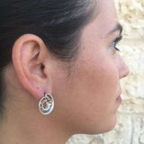 Silver Swirl Earrings - Large Round Earrings - Vintage Boho Earrings