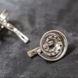 Silver Swirl Earrings - Large Round Earrings - Vintage Boho Earrings