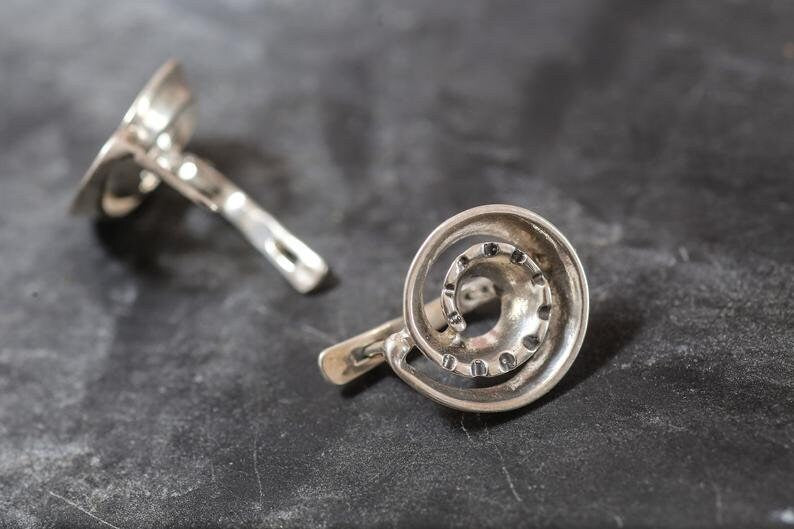 Silver Earrings, Swirl Earrings, Designer Earrings, Statement Earrings, Round Earrings, Artistic Earrings, Artisan Earrings, Stud Earrings