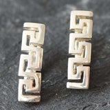 Aztec Earrings, Swirl Earrings, Tribal Earring, Symbolic Earrings, Twist Earrings, Clasp Earrings, Art Deco Earrings, 925 Silver Earrings