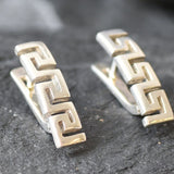 Aztec Earrings, Swirl Earrings, Tribal Earring, Symbolic Earrings, Twist Earrings, Clasp Earrings, Art Deco Earrings, 925 Silver Earrings