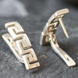 Aztec Earrings, Swirl Earrings, Tribal Earring, Symbolic Earrings, Twist Earrings, Clasp Earrings, Art Deco Earrings, 925 Silver Earrings