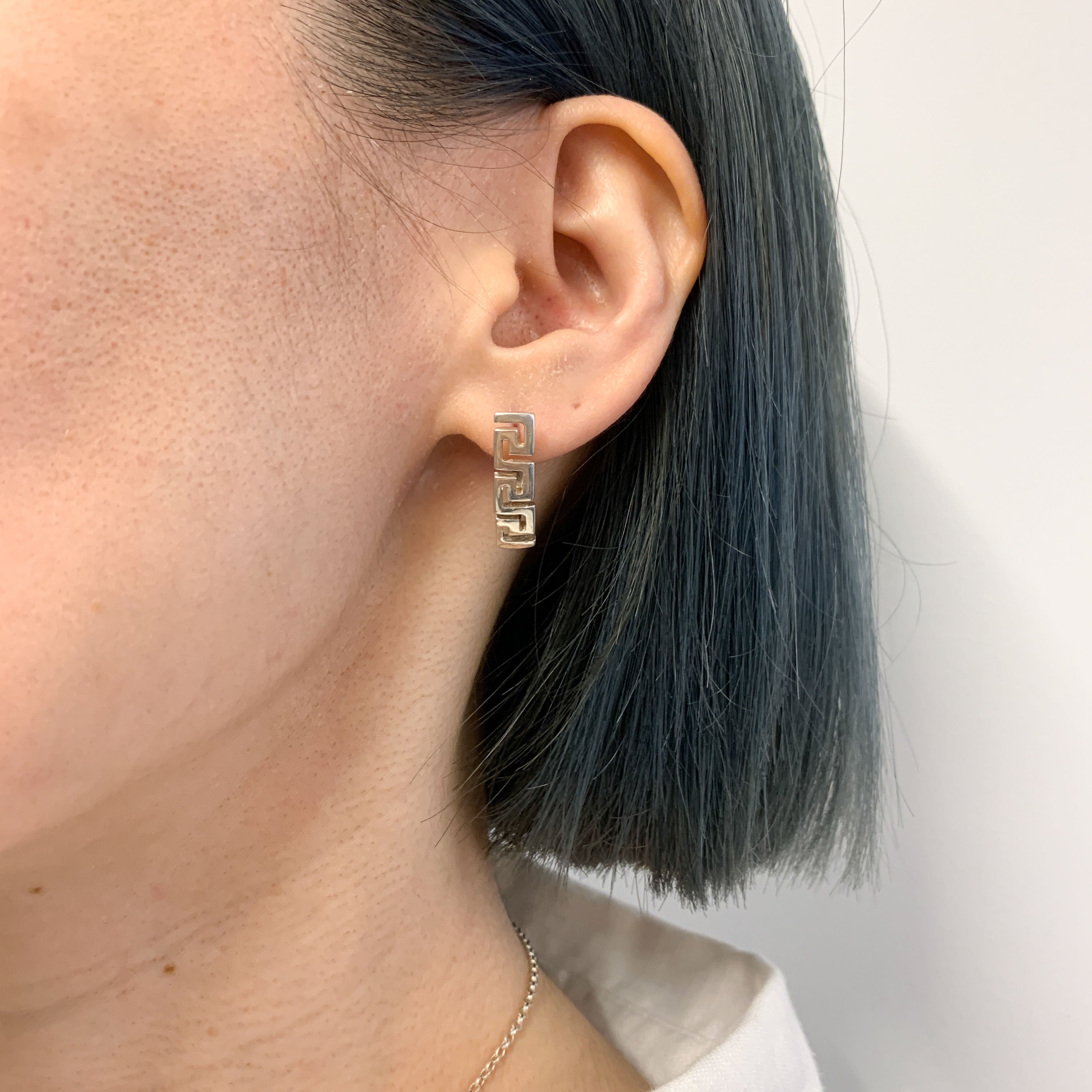 Aztec Earrings, Swirl Earrings, Tribal Earring, Symbolic Earrings, Twist Earrings, Clasp Earrings, Art Deco Earrings, 925 Silver Earrings