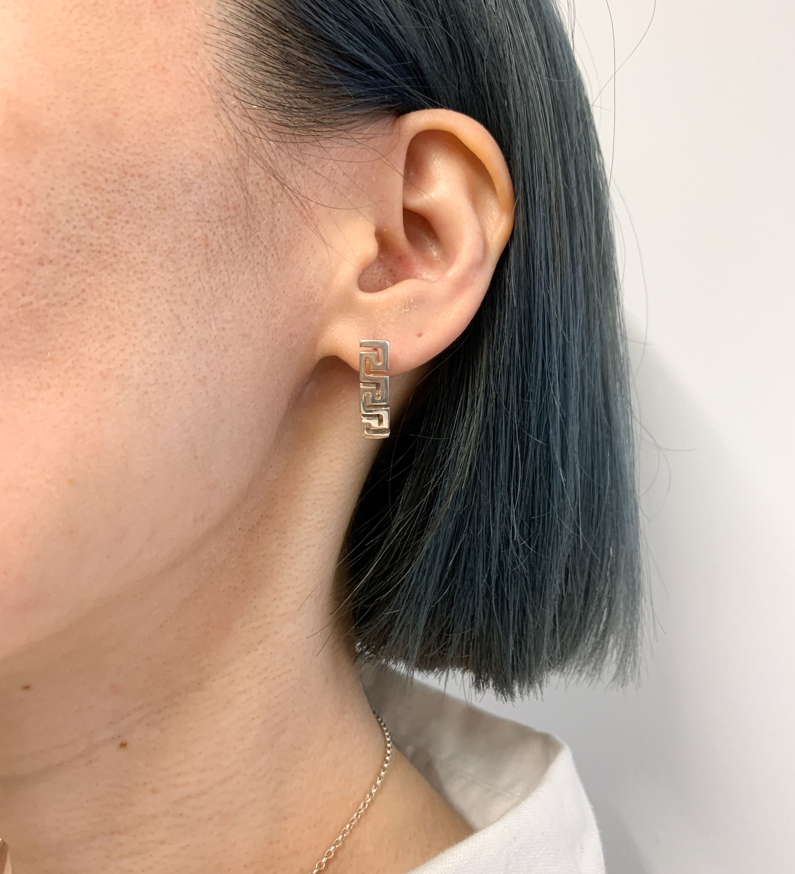 Aztec Earrings, Swirl Earrings, Tribal Earring, Symbolic Earrings, Twist Earrings, Clasp Earrings, Art Deco Earrings, 925 Silver Earrings