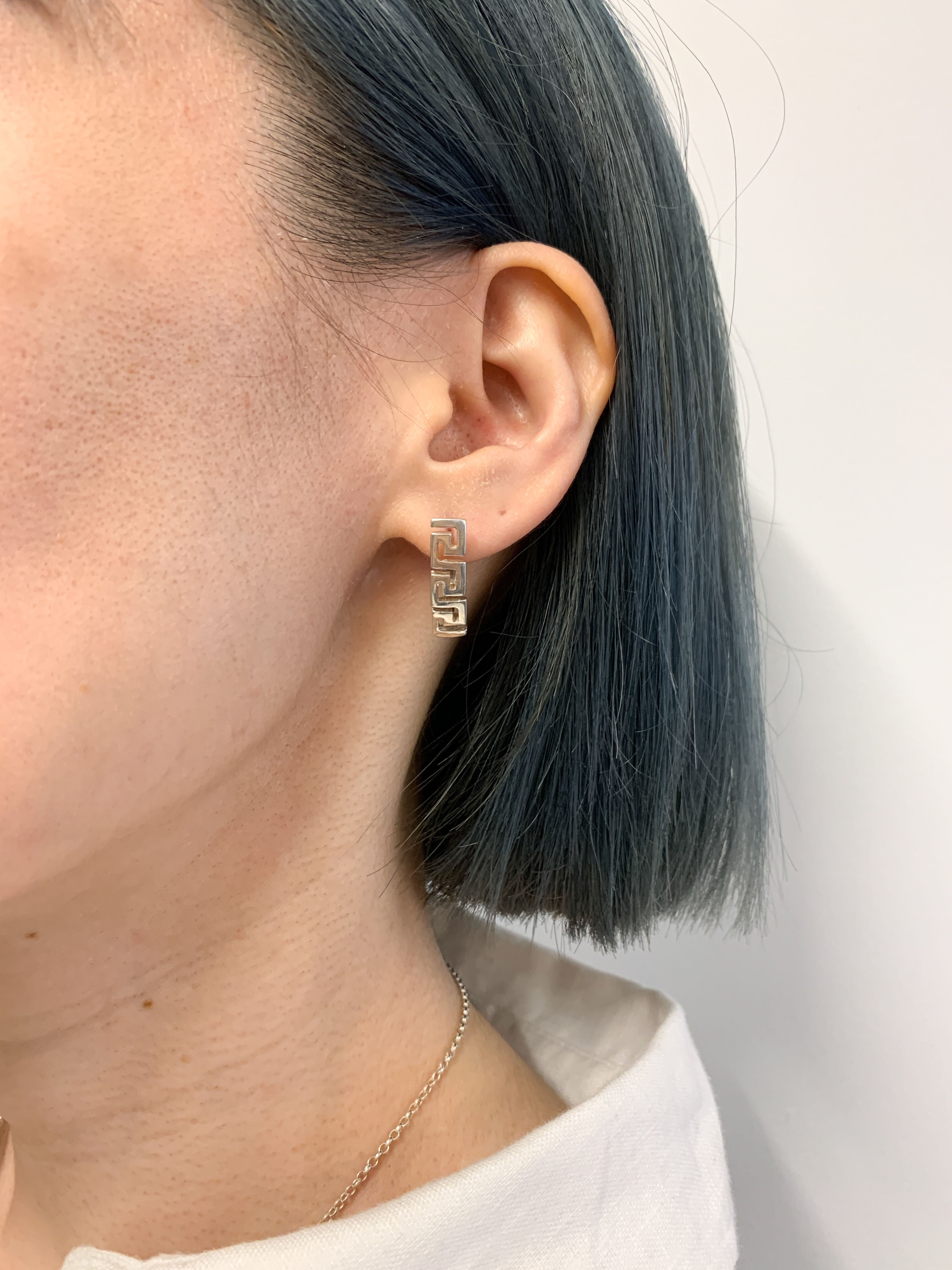 Aztec Earrings, Swirl Earrings, Tribal Earring, Symbolic Earrings, Twist Earrings, Clasp Earrings, Art Deco Earrings, 925 Silver Earrings