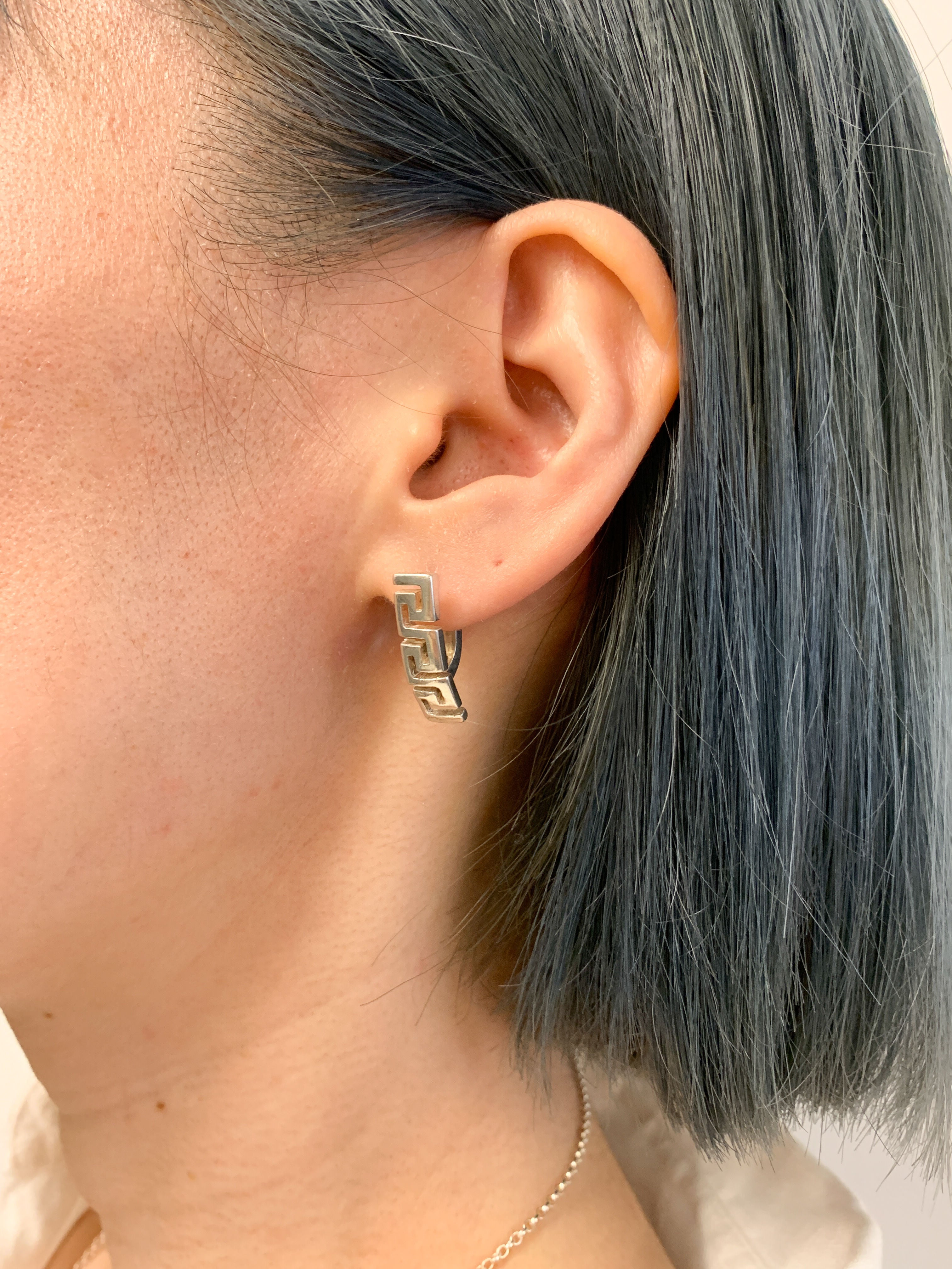 Aztec Earrings, Swirl Earrings, Tribal Earring, Symbolic Earrings, Twist Earrings, Clasp Earrings, Art Deco Earrings, 925 Silver Earrings