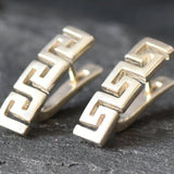 Aztec Earrings, Swirl Earrings, Tribal Earring, Symbolic Earrings, Twist Earrings, Clasp Earrings, Art Deco Earrings, 925 Silver Earrings