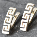 Aztec Earrings, Swirl Earrings, Tribal Earring, Symbolic Earrings, Twist Earrings, Clasp Earrings, Art Deco Earrings, 925 Silver Earrings