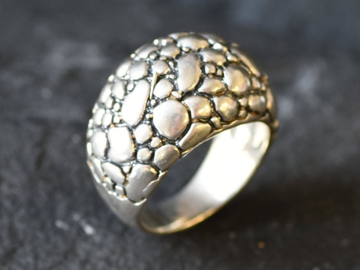 Chunky Silver Ring, Bubble Ring, Solid Silver Ring, Wide Silver Ring, Silver Dome Ring, Statement Ring, Pebble Ring, 925 Silver, Large Ring