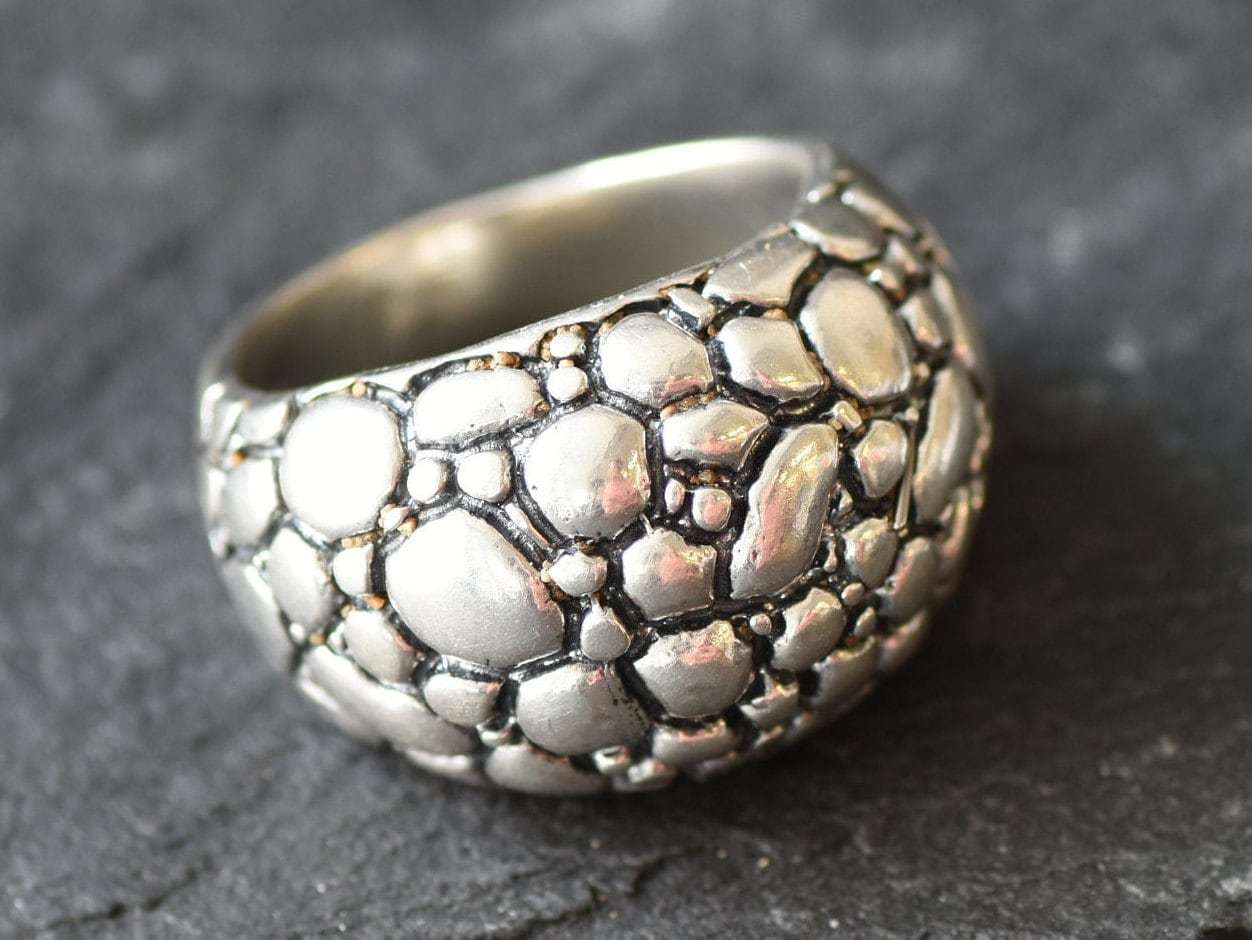 Chunky Silver Ring, Bubble Ring, Solid Silver Ring, Wide Silver Ring, Silver Dome Ring, Statement Ring, Pebble Ring, 925 Silver, Large Ring
