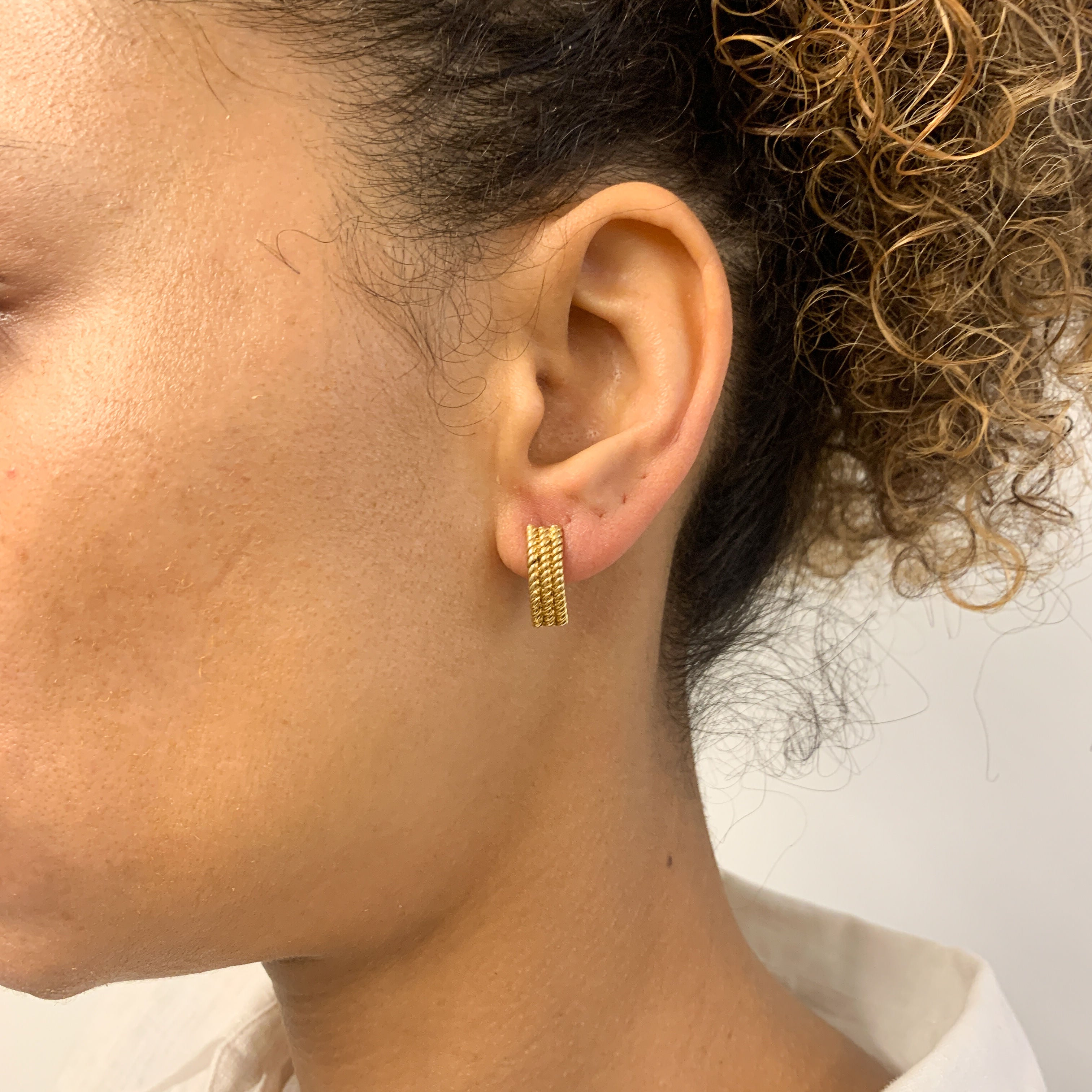 Gold Braided Earrings, Rope Earrings, Delicate Earrings, Half Hoop Earrings, Everyday Earrings, 18K Gold Earrings, Dainty Gold Earrings