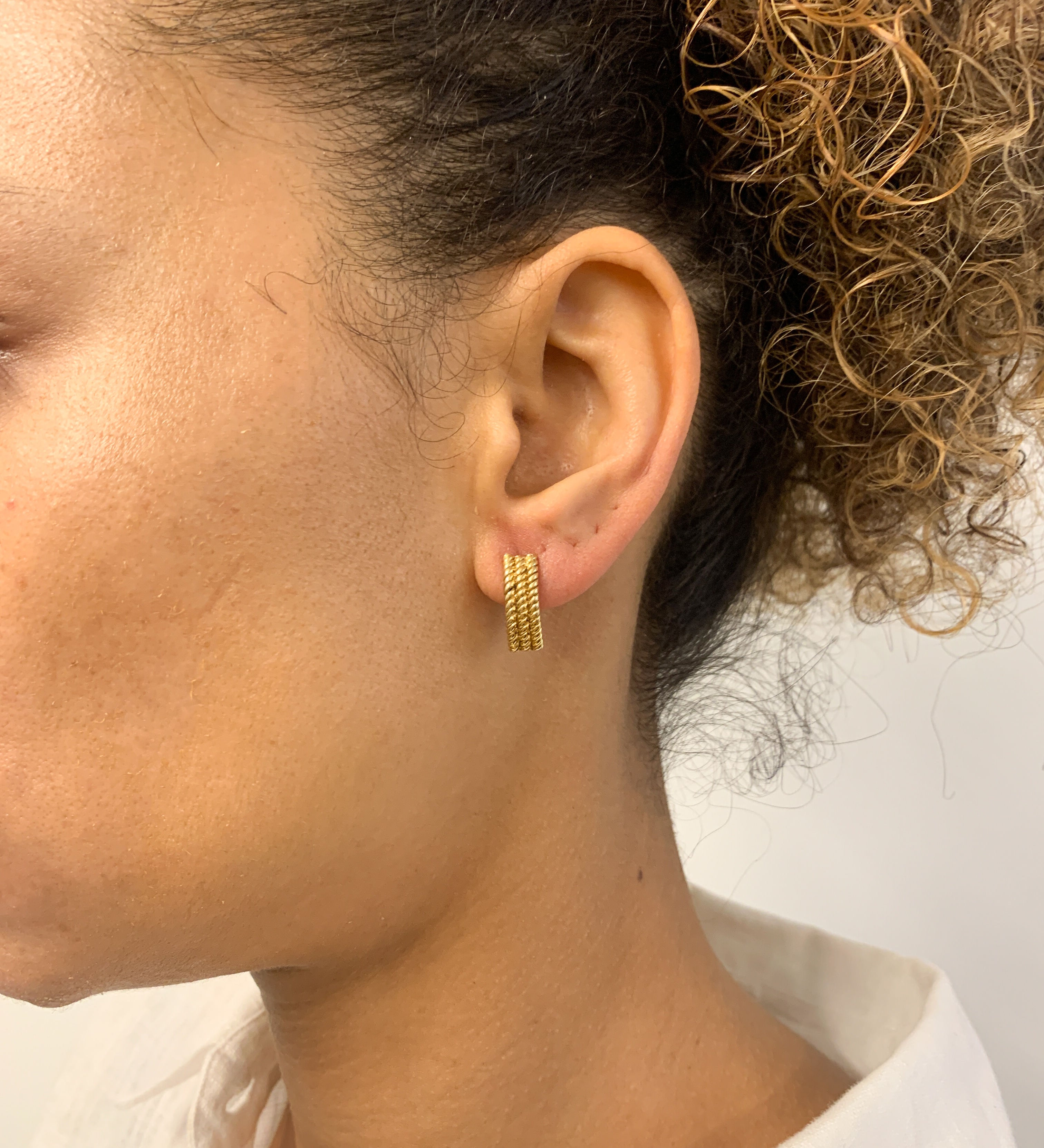 Gold Braided Earrings, Rope Earrings, Delicate Earrings, Half Hoop Earrings, Everyday Earrings, 18K Gold Earrings, Dainty Gold Earrings