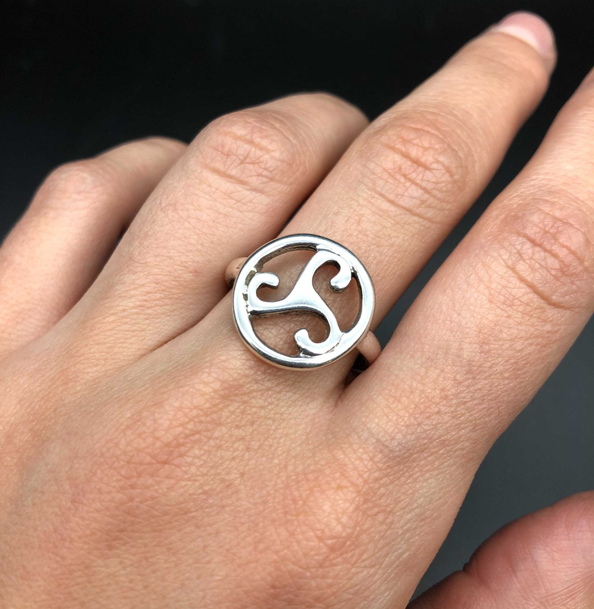Triskelion Ring, Triskele Ring, Celtic Ring Symbol, Triple Spiral Ring, Symbolic Ring, Solid Silver Ring, Ancient Ring, Sterling Silver Ring
