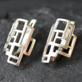 Silver Earrings, Geometric Earrings, Square Earrings, Artistic Earrings, Modern Earrings, Unique Studs, Shape Earrings, 925 Silver Studs