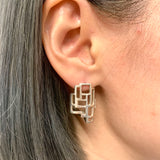 Silver Earrings, Geometric Earrings, Square Earrings, Artistic Earrings, Modern Earrings, Unique Studs, Shape Earrings, 925 Silver Studs