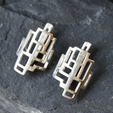 Silver Earrings, Geometric Earrings, Square Earrings, Artistic Earrings, Modern Earrings, Unique Studs, Shape Earrings, 925 Silver Studs