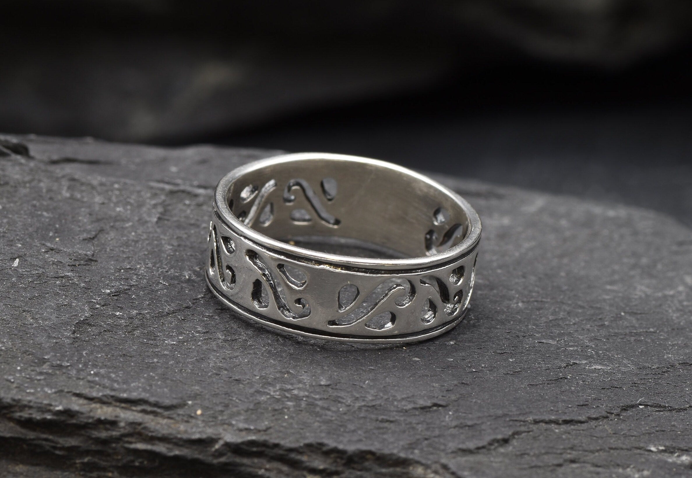 Silver Celtic Band, Wide Silver Ring, Ornament Ring, Leaf Band, Filigree Band, Thick Silver Ring, Unisex Ring, Solid Silver, Sterling Silver