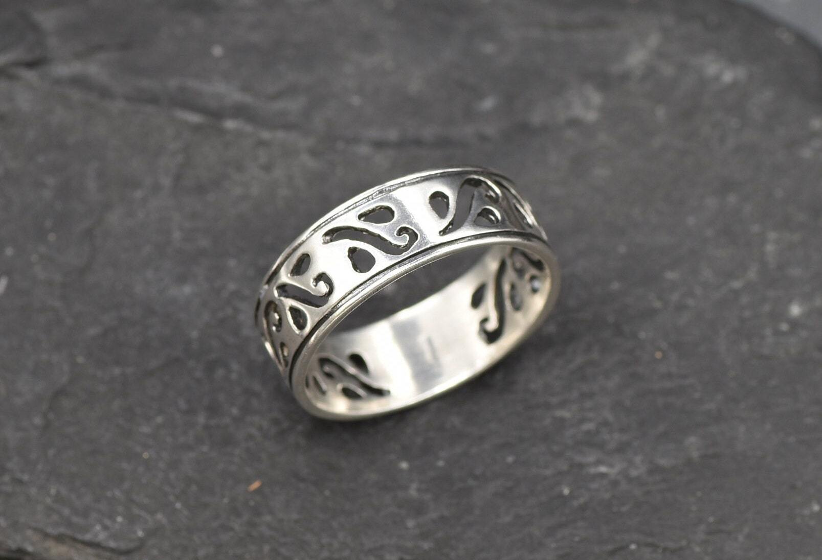 Silver Celtic Band, Wide Silver Ring, Ornament Ring, Leaf Band, Filigree Band, Thick Silver Ring, Unisex Ring, Solid Silver, Sterling Silver