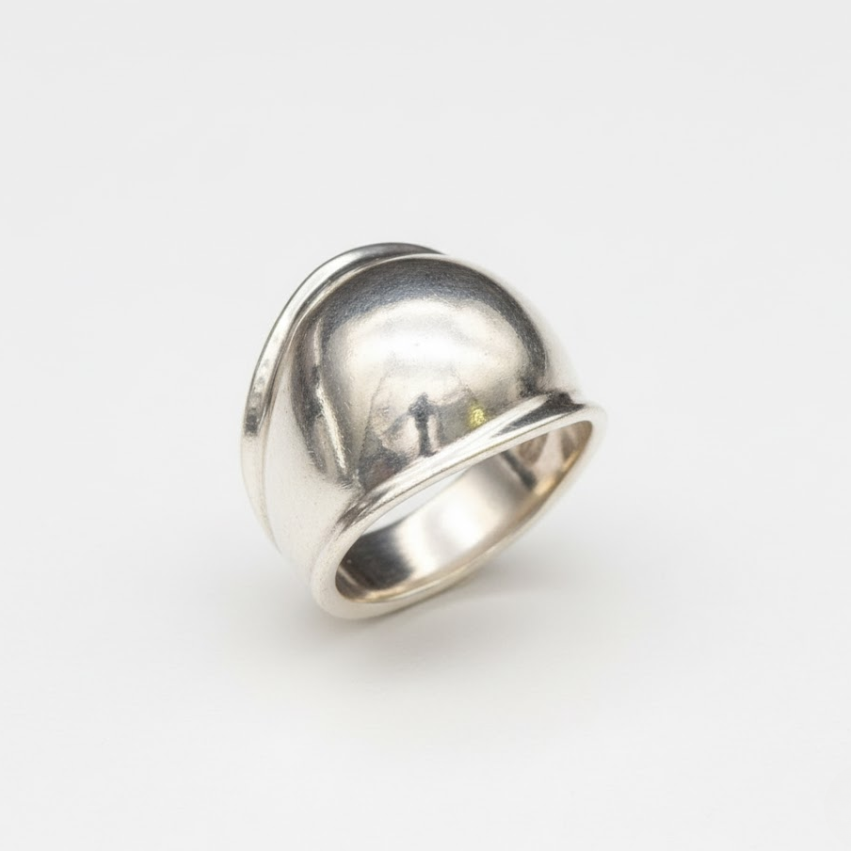 Sleek Silver Dome Ring - Wide and Bold Design in 925 Sterling Silver, great for everyday use and gifting for any occasion.