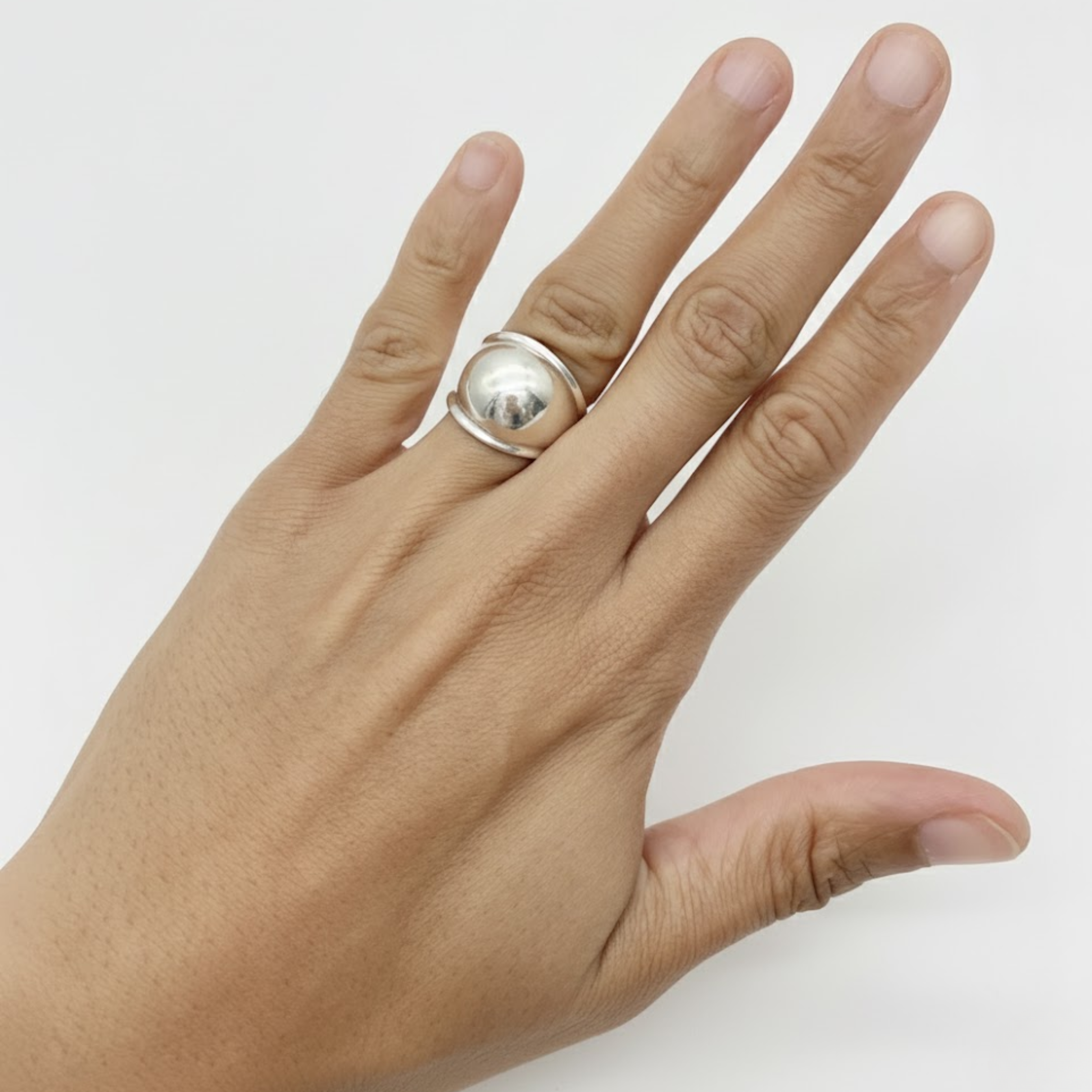 Stunning Silver Dome Ring - Wide and Chunky 925 Sterling Silver, perfect as a daily accessory or a thoughtful gift for occasions.
