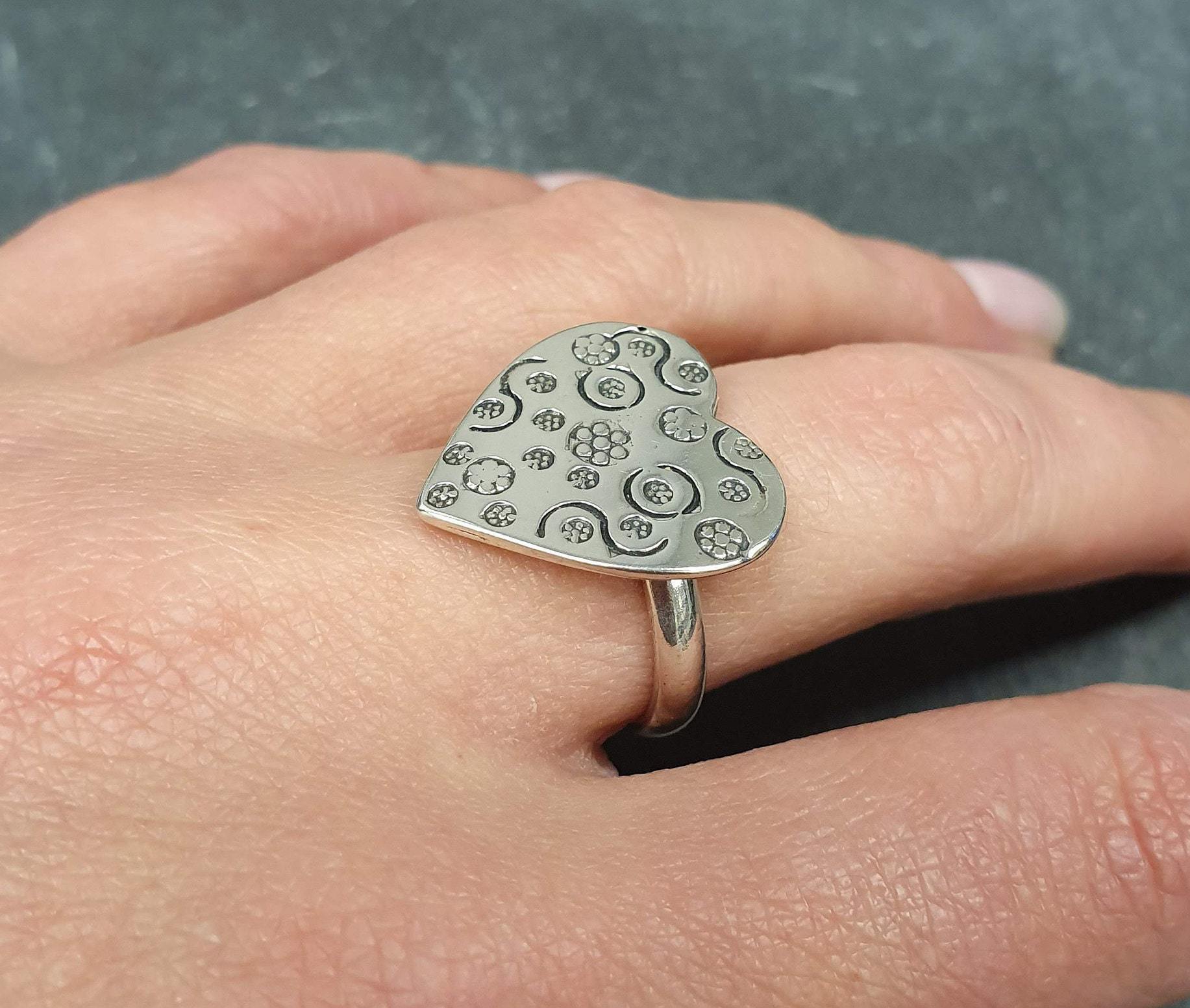 Heart Ring, Silver Heart Ring, Statement Ring, Vintage Ring, Vintage Silver Ring, Friendship Ring, Love Heart Ring, Solid Silver Ring