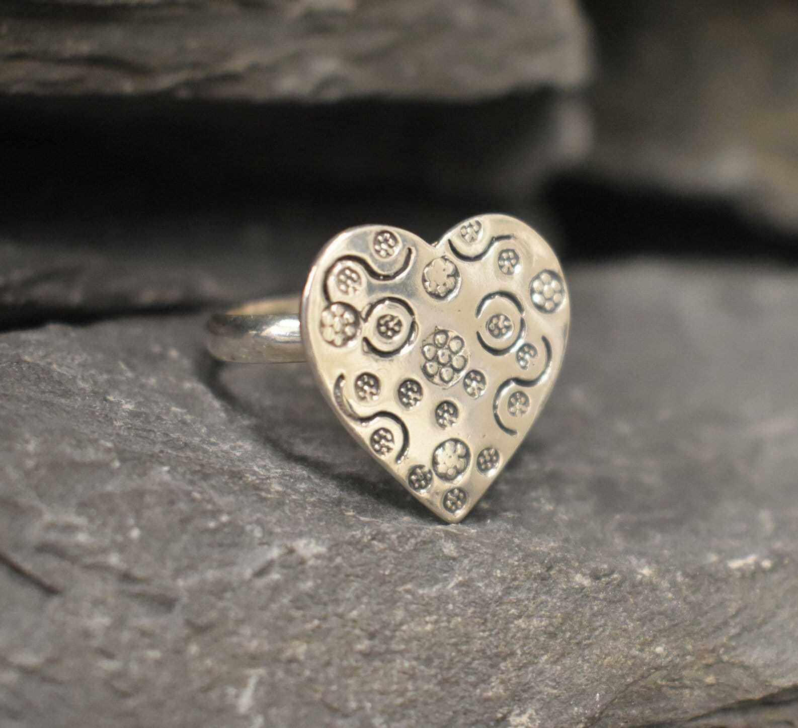 Heart Ring, Silver Heart Ring, Statement Ring, Vintage Ring, Vintage Silver Ring, Friendship Ring, Love Heart Ring, Solid Silver Ring