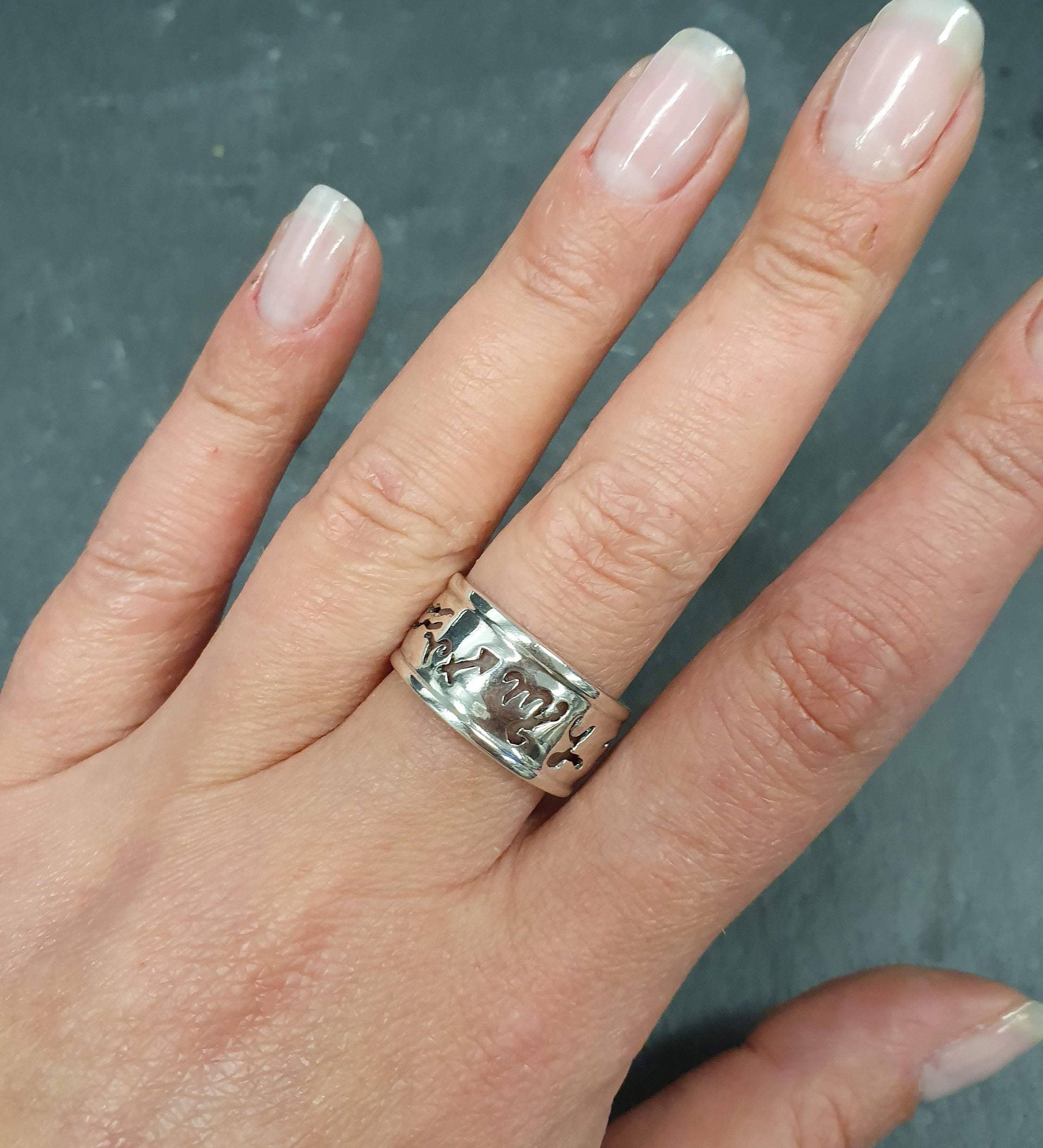 Zodiac Sign Ring, Zodiac Band, Symbolic Ring, Astrology Ring, Sign Ring, Solid Silver Ring, Sterling Silver Band, Silver Astrological Band