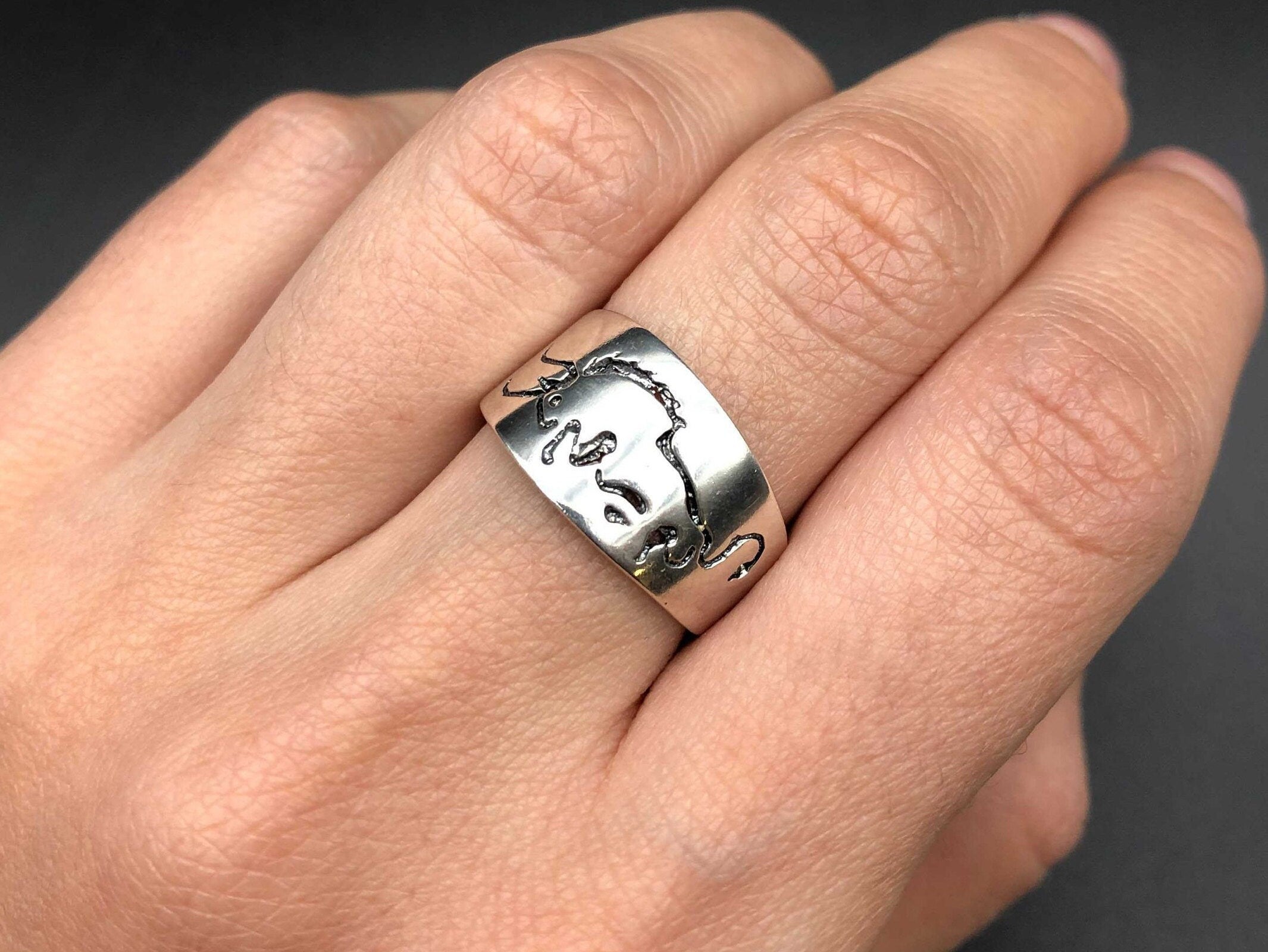 Taurus Ring, Zodiac Ring, Wide Silver Band, Astrology Ring, May Ring, Solid Silver Ring, Wide Band, Silver Taurus Band, 925 Sterling Silver