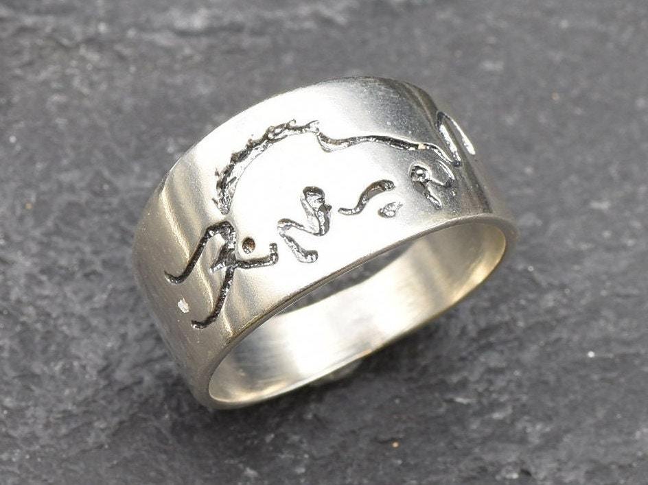 Taurus Ring, Zodiac Ring, Wide Silver Band, Astrology Ring, May Ring, Solid Silver Ring, Wide Band, Silver Taurus Band, 925 Sterling Silver