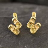 Gold Shoe Earrings, Boots Studs, Gold Plated Earrings, Ribbon Earrings, Cute Stud Earrings, Dainty Earrings, Baby Earrings, Vermeil Earrings