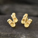 Gold Shoe Earrings, Boots Studs, Gold Plated Earrings, Ribbon Earrings, Cute Stud Earrings, Dainty Earrings, Baby Earrings, Vermeil Earrings